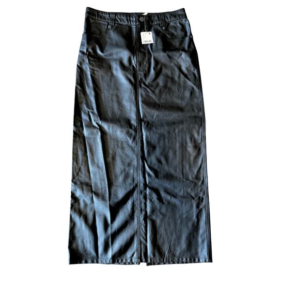 Free People City Slicker Faux Leather Maxi Skirt Black 2 NWT $128 - Picture 3 of 5